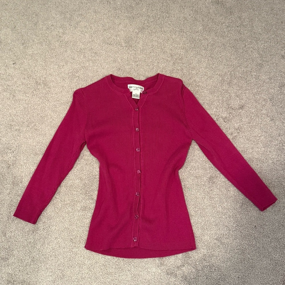 Vintage Bloomingdale's Y.E.S Fuchsia Ribbed Cardigan